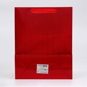 Пакет голография с окном, «Красный», M 32x25.5x11 см набор 1 шт.