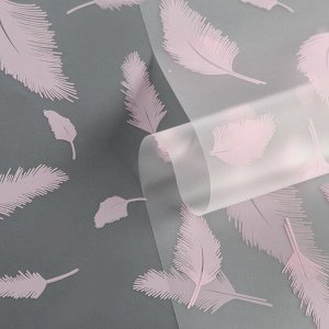 Пленка для цветов, матовая,«Перья», розовый, 0.6x9 м ±5%