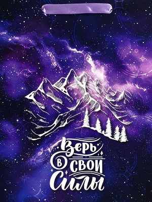 Пакет подарочный вертикальный «Верь в свои силы», M 26x32x12 см