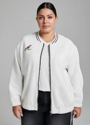 Куртка Бомбер из футера с начесом в стиле sport casual прямого силуэта. Комфортная эластичная резинка по низу изделия, горловине и низу рукава создает дополнительный комфорт и посадку. Центральная зас