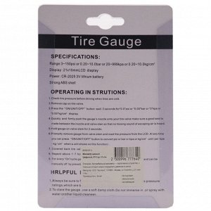 Манометр шинный Digitai Tire Gauge, цифровой, 10атм, питание CR2025, арт. XY-5