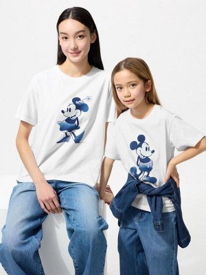 UNIQLO UT - хлопковая футболка Disney х BUAISOU с Минни Маус в оттенках японского индиго - 00 WHITE