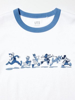 UNIQLO UT - хлопковая футболка Disney х BUAISOU с Микки Маусом в оттенках японского индиго - 00 WHITE