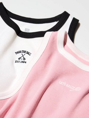 UNIQLO - маечка в рубчик с чашечками - 01 OFFWHITE