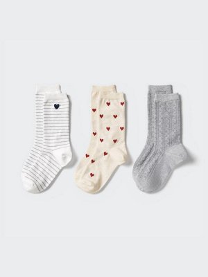 UNIQLO - набор из 3-х носков с разным дизайном - 01 OFFWHITE