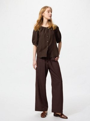 UNIQLO - легкие брюки из смесового льна - 38 DARKBROWN