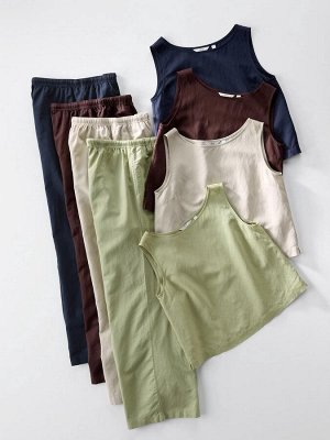 UNIQLO - легкие брюки из смесового льна - 38 DARKBROWN