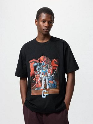 UNIQLO UT - оверсайз футболка с принтом «Gundam» - 09 BLACK