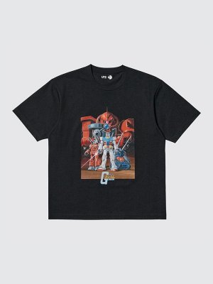 UNIQLO UT - оверсайз футболка с принтом «Gundam» - 09 BLACK