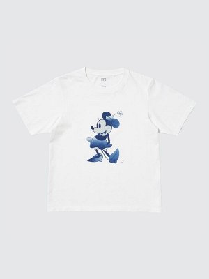 UNIQLO UT - хлопковая футболка Disney х BUAISOU с Минни Маус в оттенках японского индиго - 00 WHITE