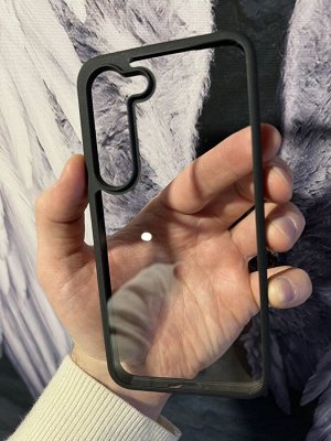 Силиконовый прозрачный чехол с черной рамкой для телефона Samsung S23, S23 Ultra