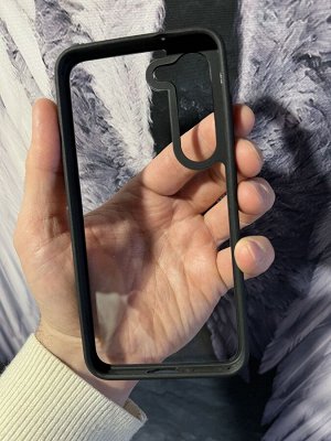 Силиконовый прозрачный чехол с черной рамкой для телефона Samsung S23, S23 Ultra