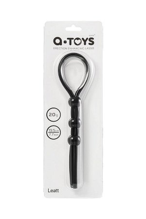 Лассо на пенис A-toys by TOYFA Leatt с тремя бусинами, силикон, черный, 19,5 см