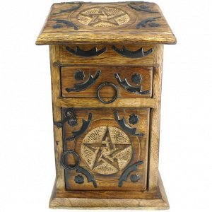 L075-4 Шкатулка резная с Пентаграммой 23х10,5х12,5см, дерево