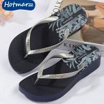 Hotmarzz Black Mar сабо на танкетке с принтом, синие