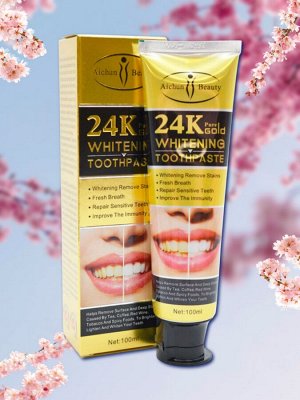 Aichun Beauty. Отбеливающая зубная паста с биозолотом, 24K Pure Gold Whitening Toothpaste, 100г.