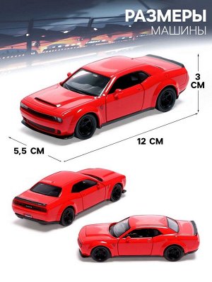 Машина металлическая DODGE CHALLENGER SRT DEMON, 1:32, инерция, цвет красный