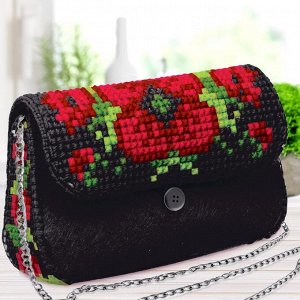 Вышивка крестиком на сумочке "Маки", 5 цветов нити