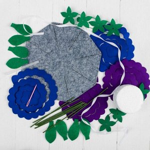 Набор для создания букета из фетра «Розы», цвет синий