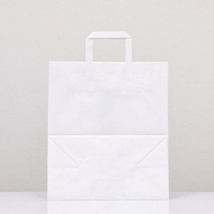 Пакет крафт без печати, белый, плоская ручка 28 х 15 х 32 см
