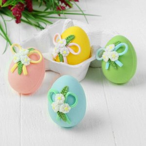 Яйца для декорирования «Цветочки с лентами», набор 4 шт, размер 1 шт: 6?4 см