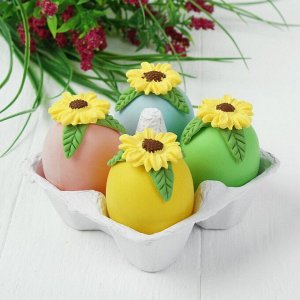 Яйца для декорирования «Подсолнухи», набор 4 шт, размер 1 шт: 6?4 см