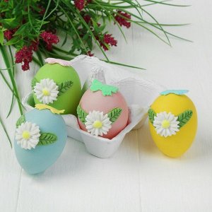 Яйца - подвески для декорирования «Ромашки», набор 4 шт, размер 1 шт: 6?4 см