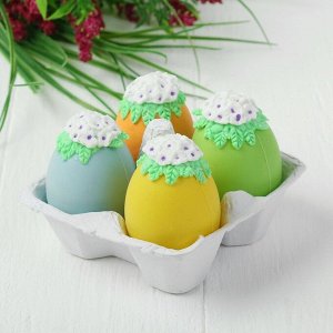 Яйца для декорирования «Цветочки с листочками», набор 4 шт, размер 1 шт: 6?4 см