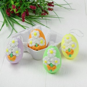 Яйца - подвески для декорирования «Цветочки», набор 4 шт, размер 1 шт: 6?4,5 см