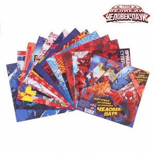 Набор бумаги для скрапбукинга "Супергерой", Человек-Паук, 12 листов 14.5 х 14.5 см, 160 гр/м2