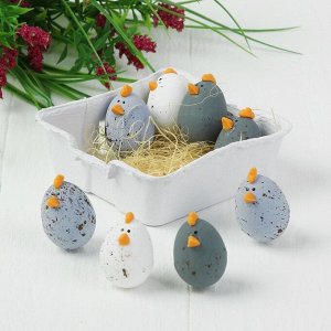 Яйца для декорирования «Курочки», набор 8 шт, размер 1 шт: 3?2,5 см