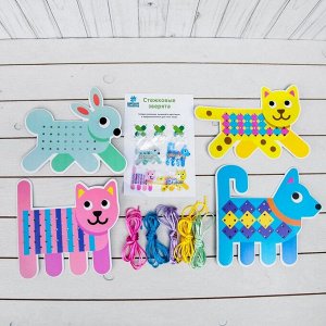 Набор вышивания для малышей "Домашние животные" + нитки