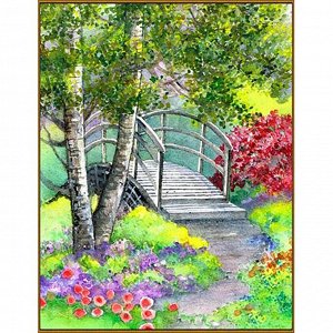 Алмазная мозаика «Лесной мостик», 20 - 26 см, 35 цветов