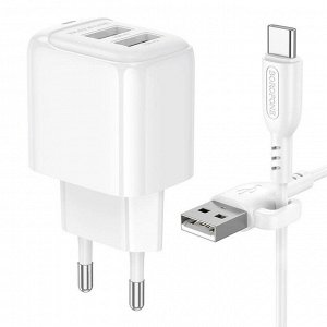 Сетевое зарядное устройство + кабель Type-C Borofone BAS41A, 2 USB-A, 12 Вт
