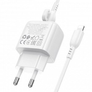 Сетевое зарядное устройство + кабель Lightning Borofone BAS41A, 2 USB-A, 12 Вт