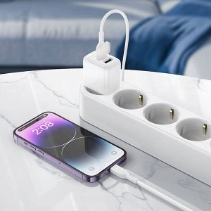 Сетевое зарядное устройство + кабель Lightning Borofone BAS41A, 2 USB-A, 12 Вт