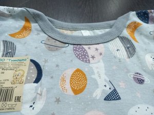 Футболка детская ясельная короткий рукав цвет Серый (инопланетный зайчик) Тимошка