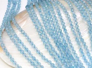 Бусины из аквамарина шарик гр.5мм, 39см, 76 бусин