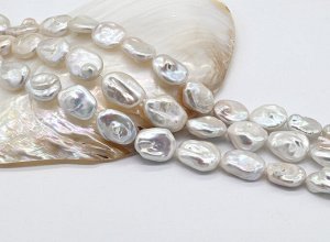 Бусины из жемчуга барокко 17*21мм цв.белый, 39см, 18 бусин