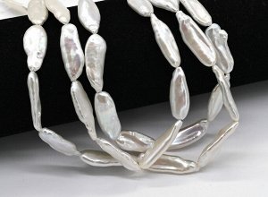 Бусины из жемчуга барокко 9*27мм белый, 38см, 15 бусин