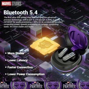 Беспроводные наушники Marvel JM01 ANC PANTHER с защитой от воды и RGB подсветкой