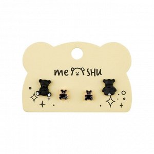 Серьги MESHU "Bears", бижутерия, 2 пары, европодвес