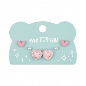 Серьги MESHU, бижутерия, розовые, 3 пары, европодвес