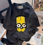 Футболка из хлопка с ярким принтом, черный