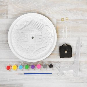 Роспись по гипсу, серия создай часы «Домик», краски 8 цветов по 2 мл