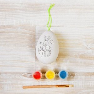 Роспись по керамике "Пасхальное яйцо" МИКС+ краски 3 цвета, кисть, в пакете