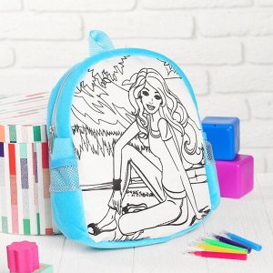 Рюкзак с рисунком под роспись "Девочка" + фломастеры 5 цветов, цвета МИКС