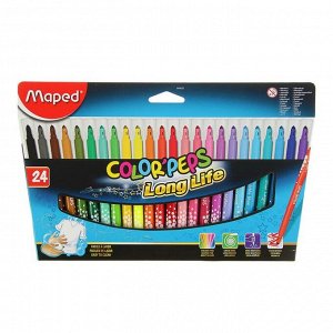 Фломастеры 24 цвета, Maped Color Peps, суперсмываемые, заблокированный пишущий узел