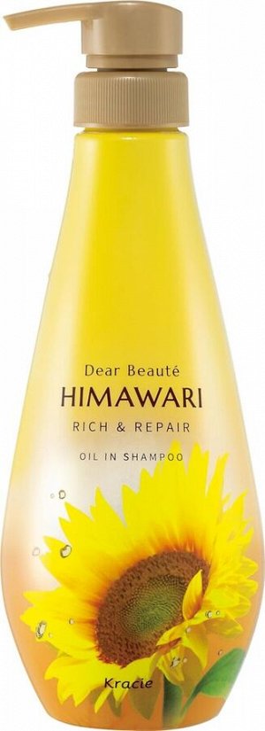 Бессиликоновый шампунь для восстановления волос Kracie Himawari Oil in Shampoo Rich & Repair