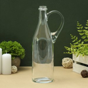 Бутыль «Литр» с ручкой, 1 л, h=31 см, наружний d=2.9 мм, внутренний d=1.9 мм, стекло, прозрачная